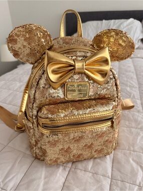 Loungefly Gold Sequin Disney Minnie Mouse Backpack